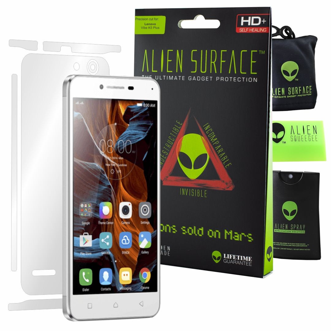 Folie Alien Surface HD, Lenovo Vibe K5 Plus, protectie spate, laterale + Alien Fiber cadou