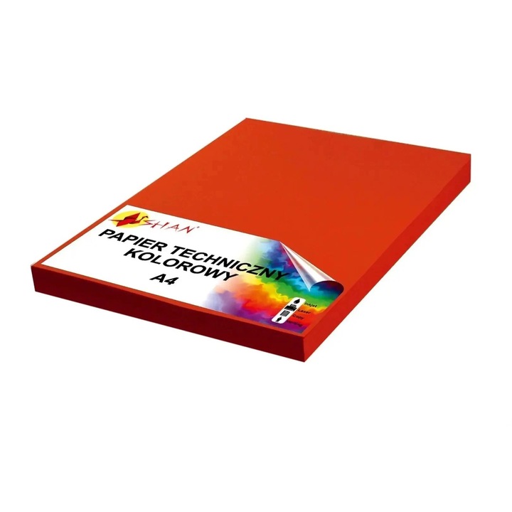 Hartie de lucru manual A4, Shan, 240g, set 50 foi, rosu intens, 297x210mm