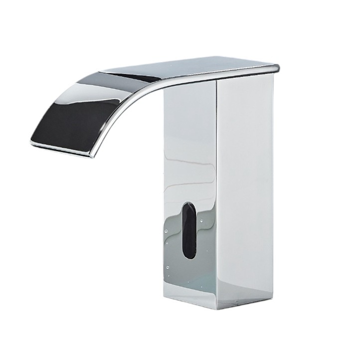 Смесител за мивка за баня, функция Seonzor за затваряне и пускане на вода, тип водопад, хромирано покритие, размер 15 см