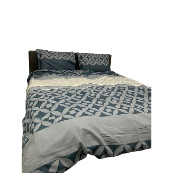 Ágyneműhuzat, Milano Collection, 4 db, Fehér és kék mintás, pamut, 200x230