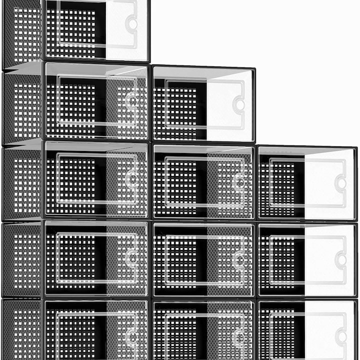 Cutie, органайзер за съхранение на обувки, пластмасов, сгъваем, 26*34*14 см. Черен