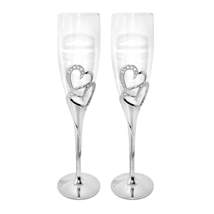Set 2 pahare sampanie inimi