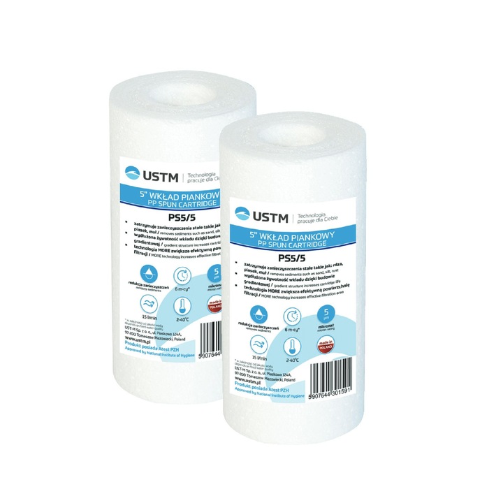 Cartuse filtru apa 5", PPR, 5 μ (set 2 buc)