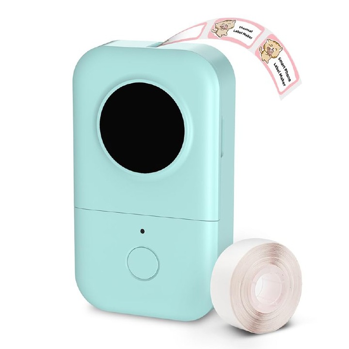 Принтер за етикети D30, мини преносим принтер, Bluetooth, преносимо устройство за етикетиране, принтер за самозалепващи се етикети, 1 ролка хартия за печат, безжичен принтер за етикети за дома