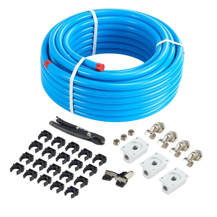 Csőkészlet légkompresszor szerelvényekkel, 30,48 m, Háromrétegű HDPE/Alumínium/HDPE