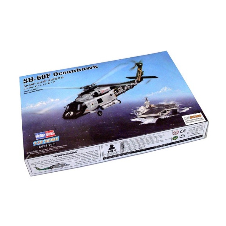 Комплект за сглобяване на хеликоптер SH-60F Oceanhawk, Дължина 27.37 см, Мащаб 1:72, 14+