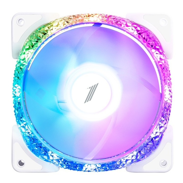 Ventilator carcasa 1stPlayer® aRGB M1-D-w, 120x120x25 mm silent, rulment hidraulic, conector 5 pini, alb