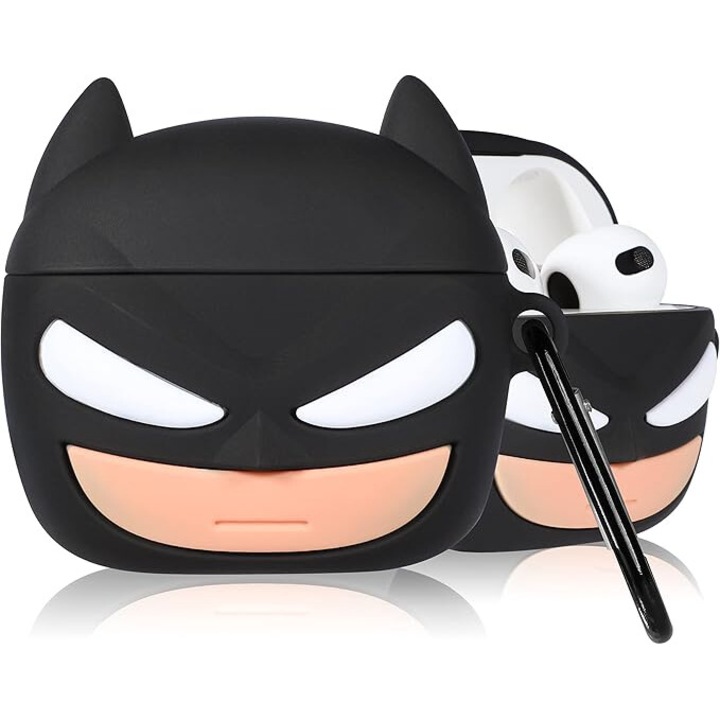Husa protectie casti Batman, Silicon, Pentru Apple AirPods Pro 1/2, Multicolor