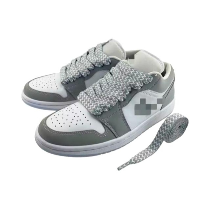 Sireturi late, 1.5 cm, gri\alb