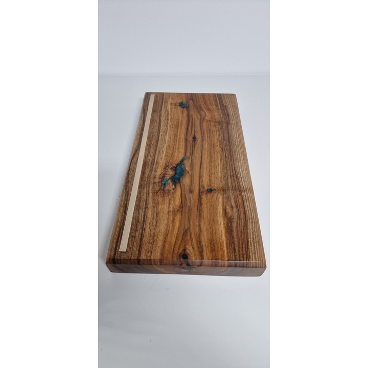 Tocator de alimente "Eleganta Pura" nuc, insertii rasina, 43x22x4cm, maro