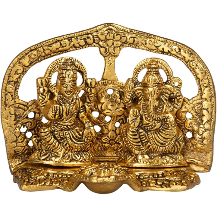 Statueta Ganesha, Aluminiu, 14,6x11.4 cm, Auriu