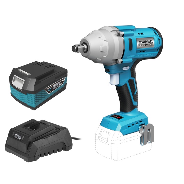 Cheie impact 1/2" SAS+ALL DED7030H5 Brushless, culpu mare 600 Nm, cu acumulator inclus de 4Ah