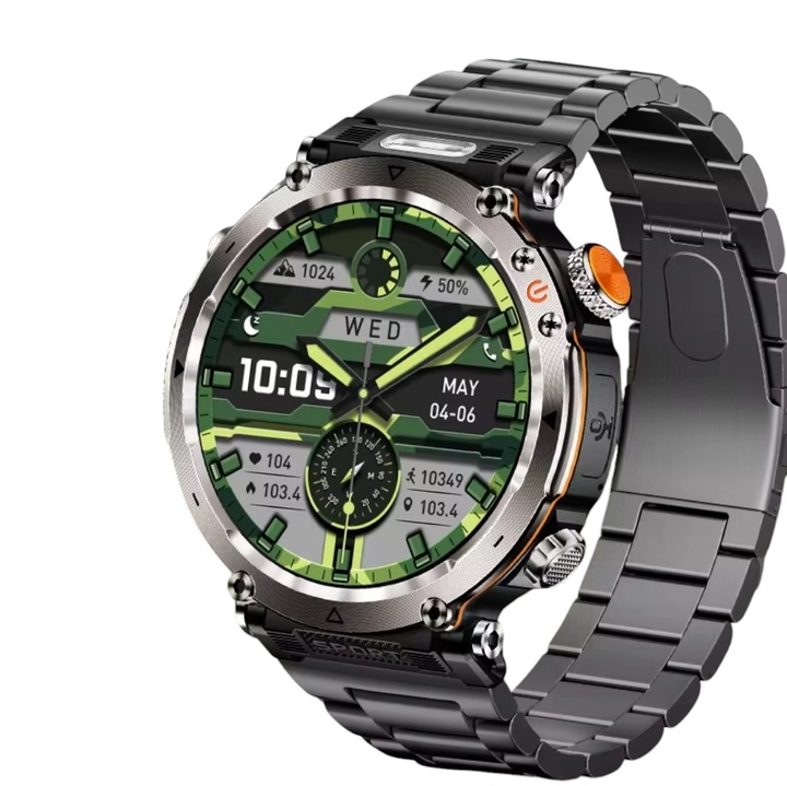 Ceas Smart Compass Ultra HD, Bluetooth Apel, Lanterna LED, Ecran 1.7", Baterie 600 mAh, Negru