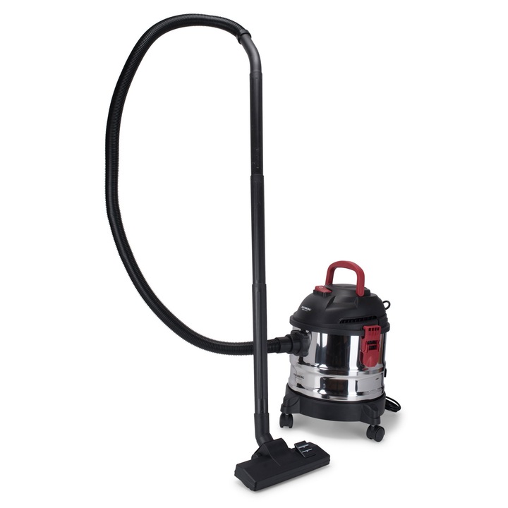 Aspirator cu sac HAUSBERG HB-2836IN, 2000 W, 85-88 dB, Aspirare umeda si uscata, Functie suflare, Carcasa otel inoxidabil, 15 L, Lungime cablu 4 m, Negru/Gri