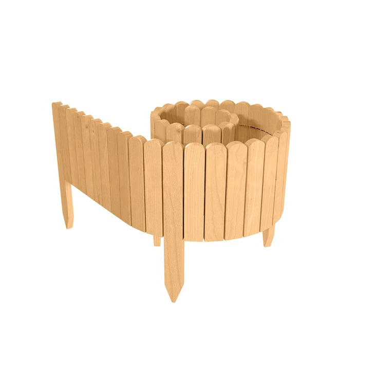 Bordura de gradina din lemn, palisada, Floranica, 200 x 20 cm, natur