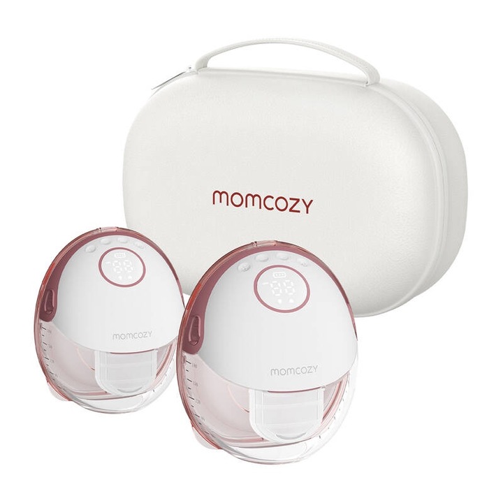 Двойна помпа за кърма Momcozy M6, 295 mmHg, 9 степени, червена, пълен комплект
