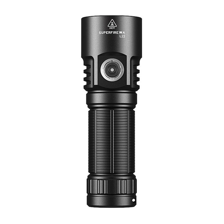 Фенер Superfire L22, 60W, 5000 лумена, 6 часа автономност, 133x43x36mm, водоустойчив IP44, комплект с USB-C кабел, черен