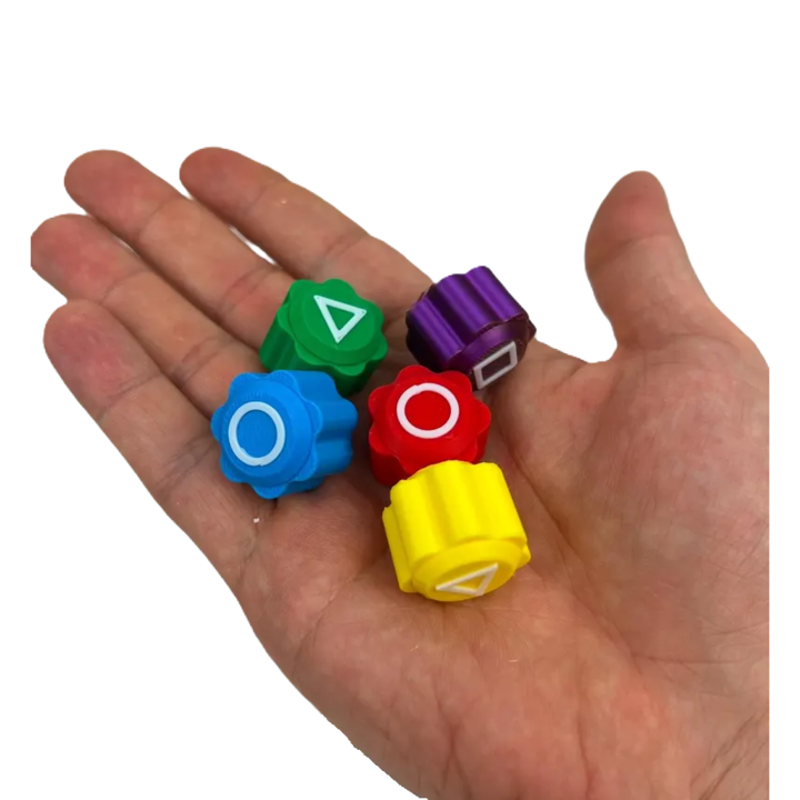 Игрален комплект Gonggi със стойка, Squid Game, 3D принтиран, многоцветен