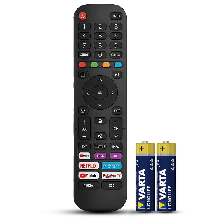 Telecomanda compatibila Hisense, EN2G30H, 43AE7100F, 50A7100F, 55A7300F, 65A7100F, 75A7100F, TEMIX®, baterii incluse