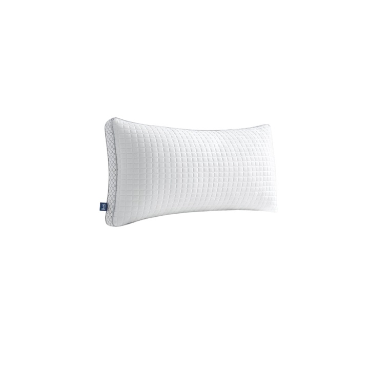 Perna 40 x 80, BedStory, model patrat 3D, cu husa detasabila, anti-acarieni, hipoalergenica, Certificata Oeko - Tex, confortabila, moale si respirabila, Alb cu margini gri