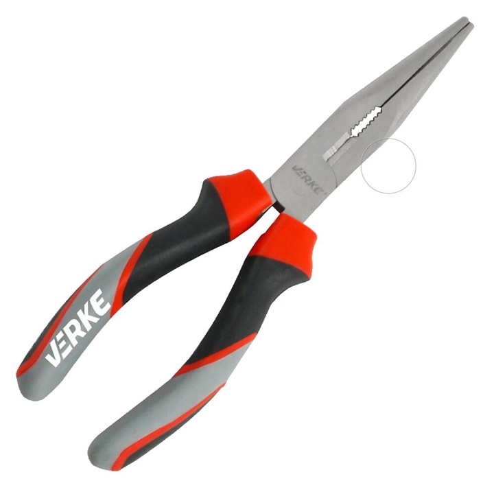 Fogó hosszúkás egyenes véggel, szigetelt nyéllel, hossza 160 mm, Verke