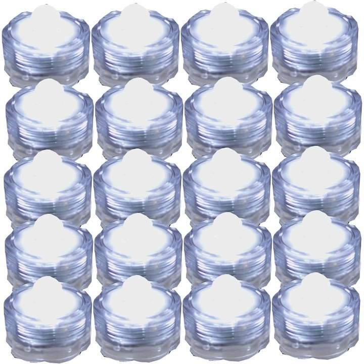 Set 24 lumanari electrice LED submersibile, Ronyes, alb, 30x26mm