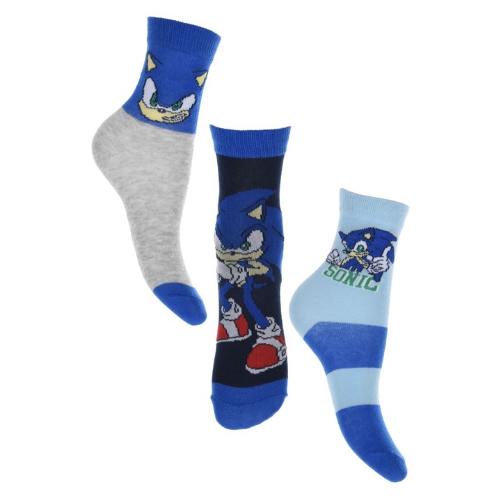 Zokni fiúknak, Sonic the Hedgehog, 3 db-os csomag, színes, 23/26-os méret