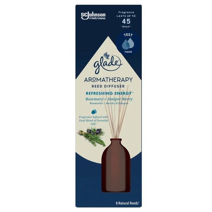Glade Aroma Reeds Refreshing Energy szoba légfrissítő rozmaring és boróka, 80 ml