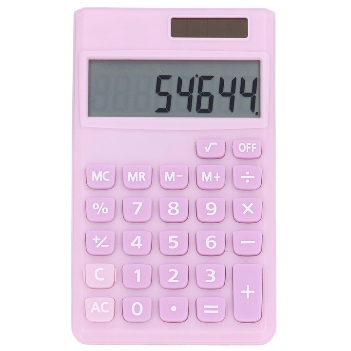 Bizaical преносим калкулатор, 8 цифри, голям LCD дисплей, компактен дизайн, 12x7x1cm, захранван от батерия CR2025