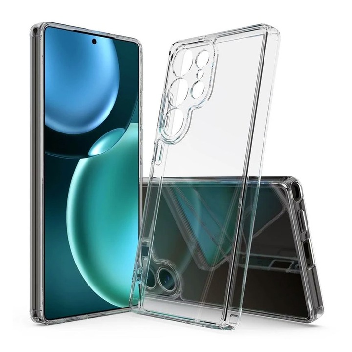 Husa TPU High Clear compatibila cu Samsung Galaxy S25 Ultra, OPTIM SOLUTION, Diamond Design, Lightweight TPU Bumper Case, Shock Absorption, Unique Long-lasting Anti-Yellowing Tech, Transparenta
