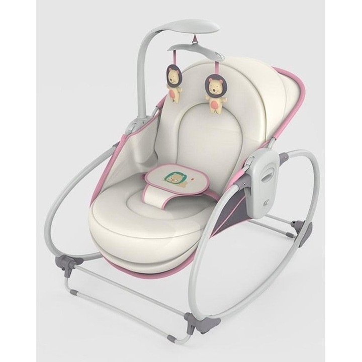 Balansoar 5 in 1 cu vibratii pentru copii si bebelusi, MASTELA, transformabil in landou si scaun copii, cu melodii, Mov