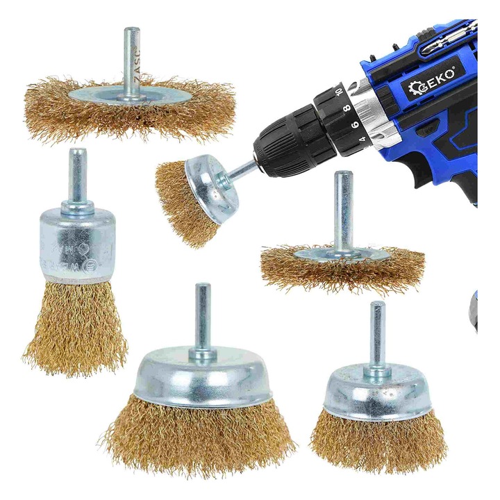 Set perii de sarma pentru bormasina, GEKO, 5 piese