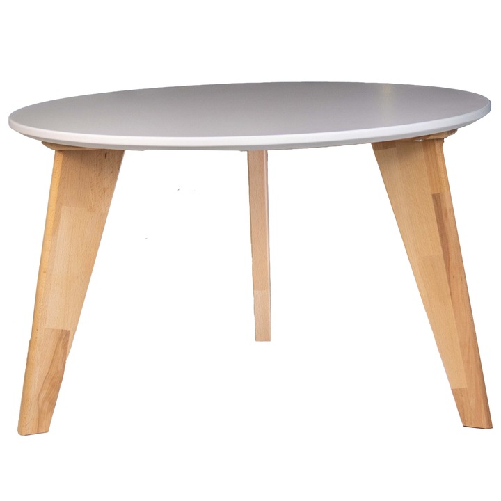 Кръгла маса от боядисан МДФ с три крака от буково дърво с диаметър 65см