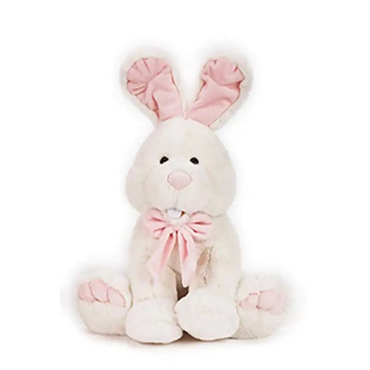 Jucarie de plus Iepuras alb cu fundita 30 cm