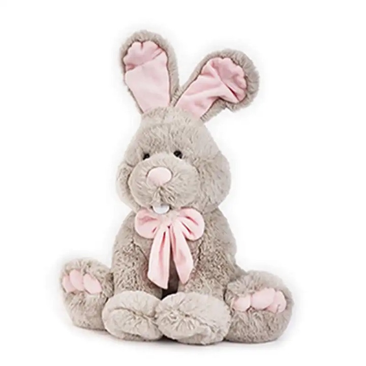 Плюшена играчка Сив заек с панделка 30см