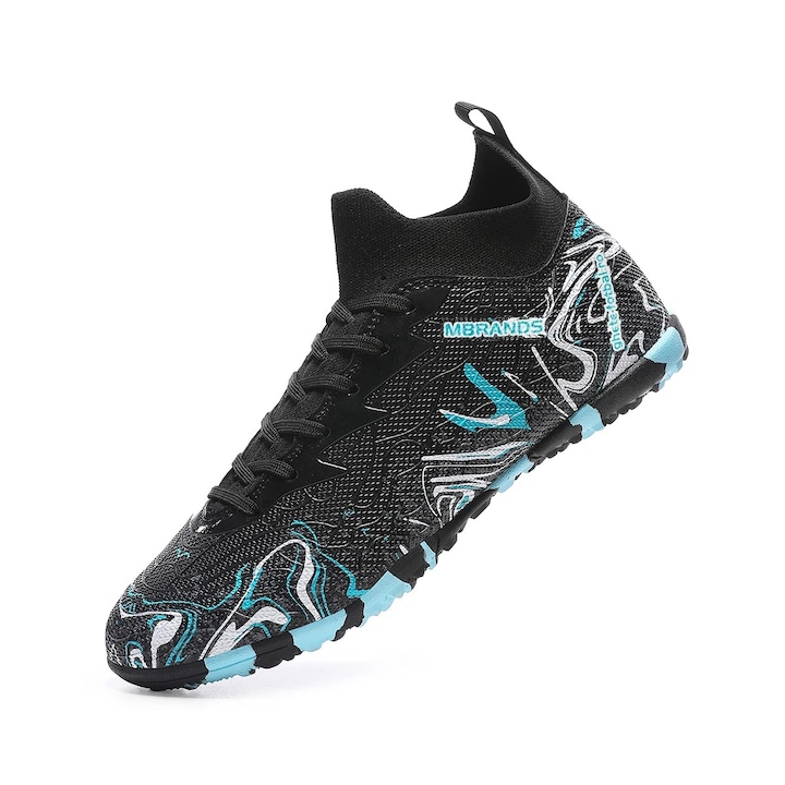 Ghete de fotbal MBrands, 8.3 cu glezna pentru teren sintetic 10, Negru