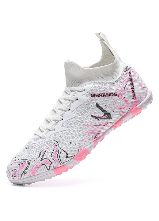 Ghete de fotbal MBrands, 8.3 cu glezna pentru teren sintetic, culoare alb 40