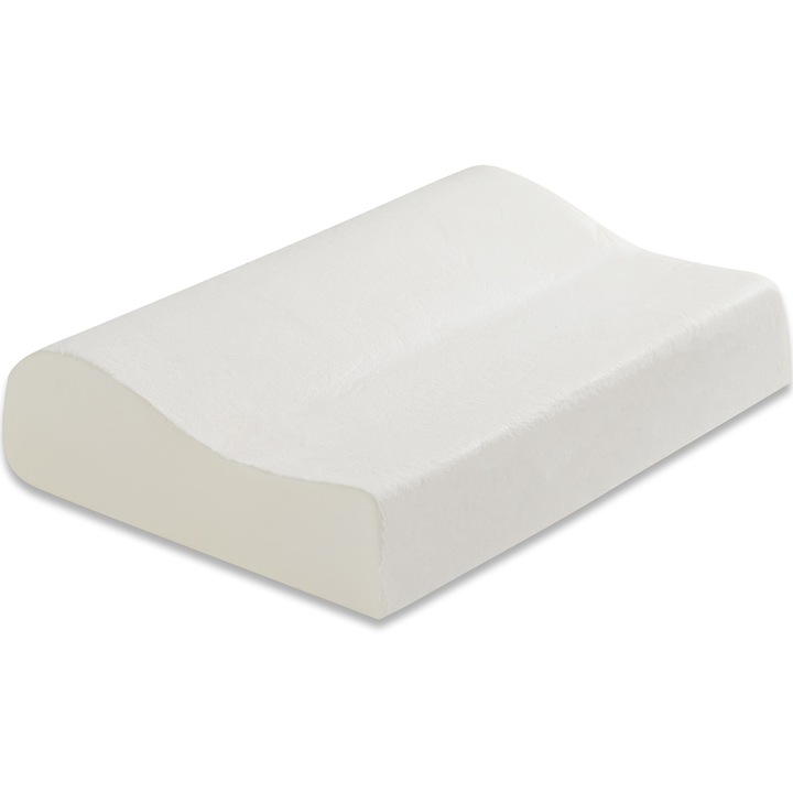 Perna ortopedica, Spuma cu Memorie pentru Gat si Suport Cervica, Ideala pentru dormitul lateral, spate sau stomac, Simple, 55x35x13/8cm