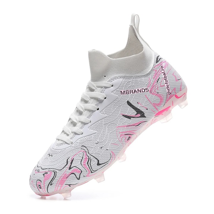 Ghete de fotbal MBrands, 8.3 cu glezna , crampoane, Alb