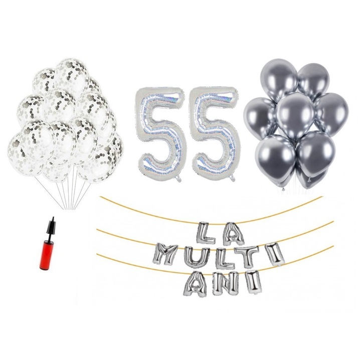 DOMI PARTY & GIFTS lufi szett, 34 elemes, Boldog születésnapot 27 éves, fóliaszámok 101 cm, kék + Hélium palack