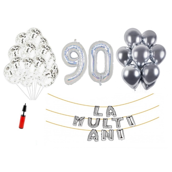 DOMI PARTY & GIFTS lufi szett, 34 elemes, Boldog születésnapot 34 év, fóliaszámok 101 cm, kék + Hélium palack