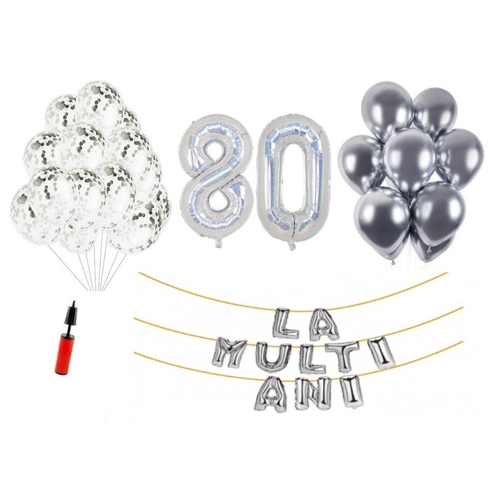 DOMI PARTY & GIFTS lufi szett, 34 elemes, Boldog születésnapot 32 éves, fóliaszámok 101 cm, kék + Hélium palack