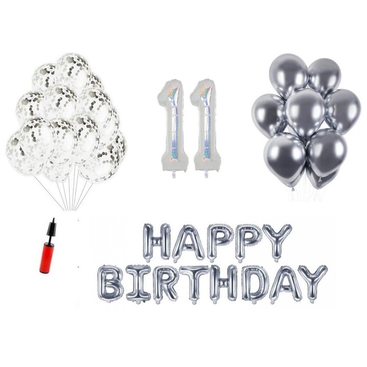 DOMI PARTY & GIFTS lufi szett, 34 elemes, Boldog születésnapot 70 éves, fóliaszámok 101 cm, kék + Hélium palack