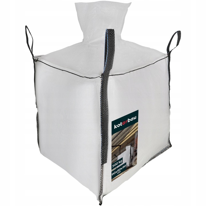 Sac Big Bag pentru transport materiale, Kotarbau, Polipropilena, 500kg, 90x90x90cm, Alb