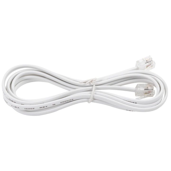 Cablu telefon RJ11 tata > RJ11 tata, 1.5m, alb G-Plug