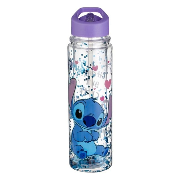 Sticla de apa pentru copii, cu pai, model Stitch, Lila, 500ml, BREZIUM