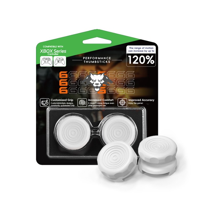 2 KTF szilikon joystick emelt sapka / gamepad védő sapka Víz hullám színe XBOX játékvezérlő fehér