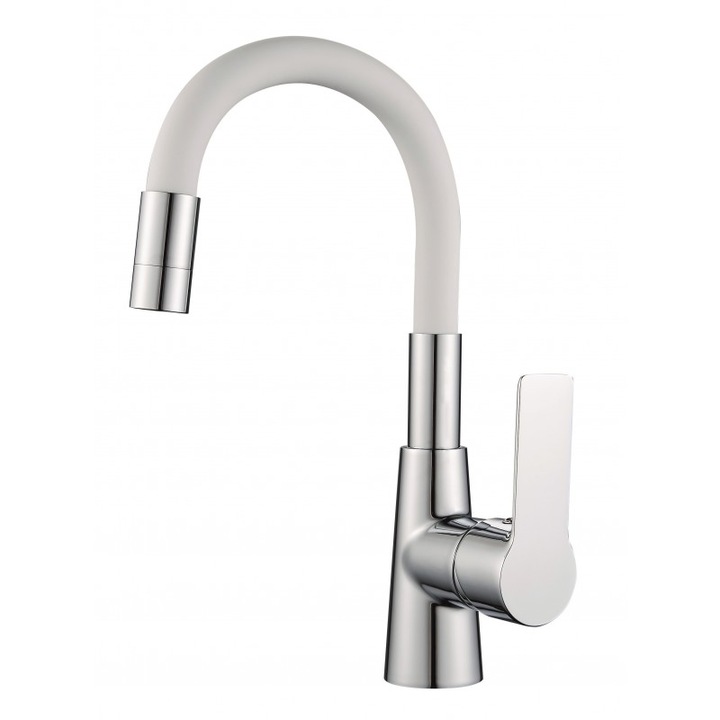 Смесител Inter Ceramic Alisado ICF 124211 7113MW, Стоящ, За умивалник, Гъвкав чучур, Бял