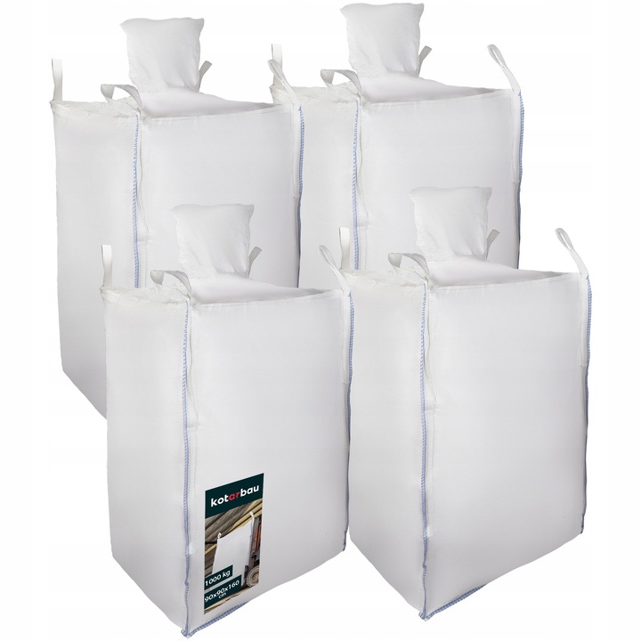 Set 4 saci Kotarbau, polipropilena, alb, 90 x 90 x 160 cm