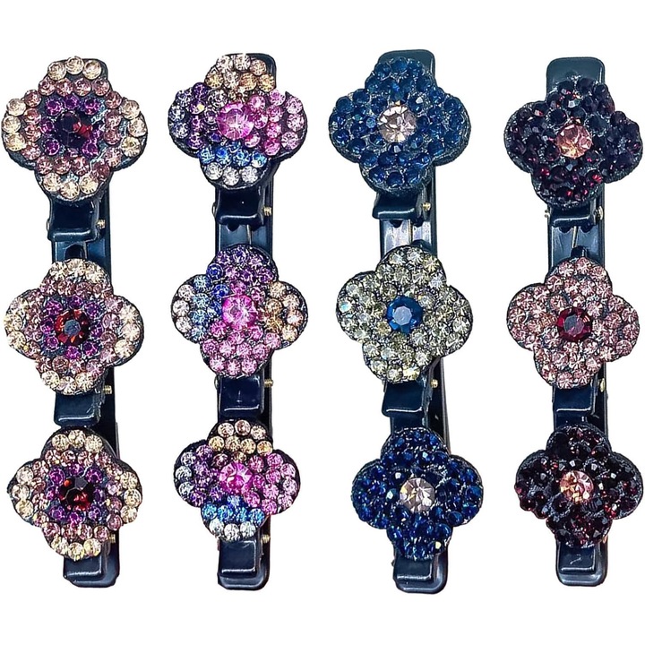 Hajcsat, virágmintás, elegáns, 7 db-os szett, Többszínű